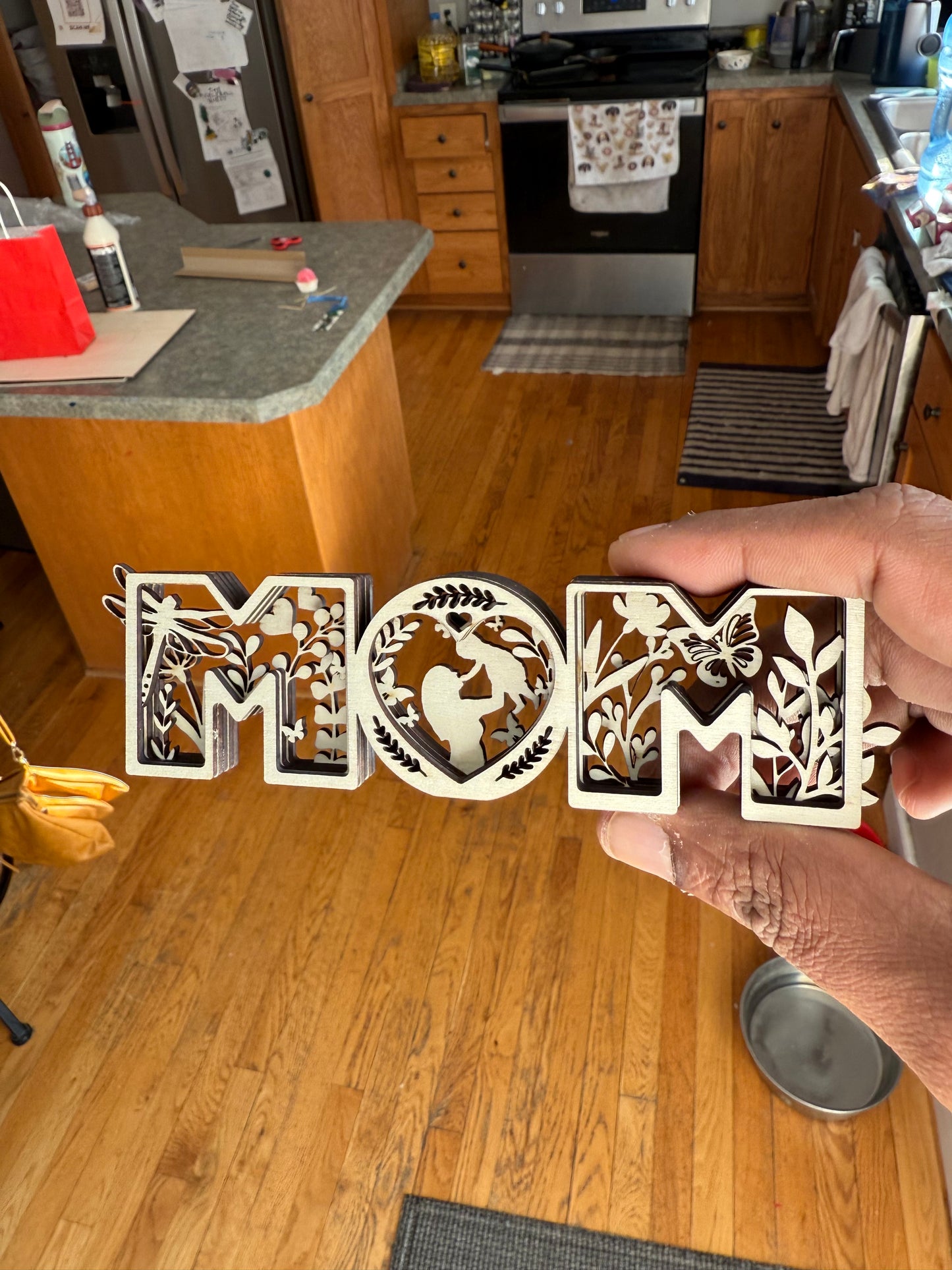 Custom Layered Wood Art – MOM Edition