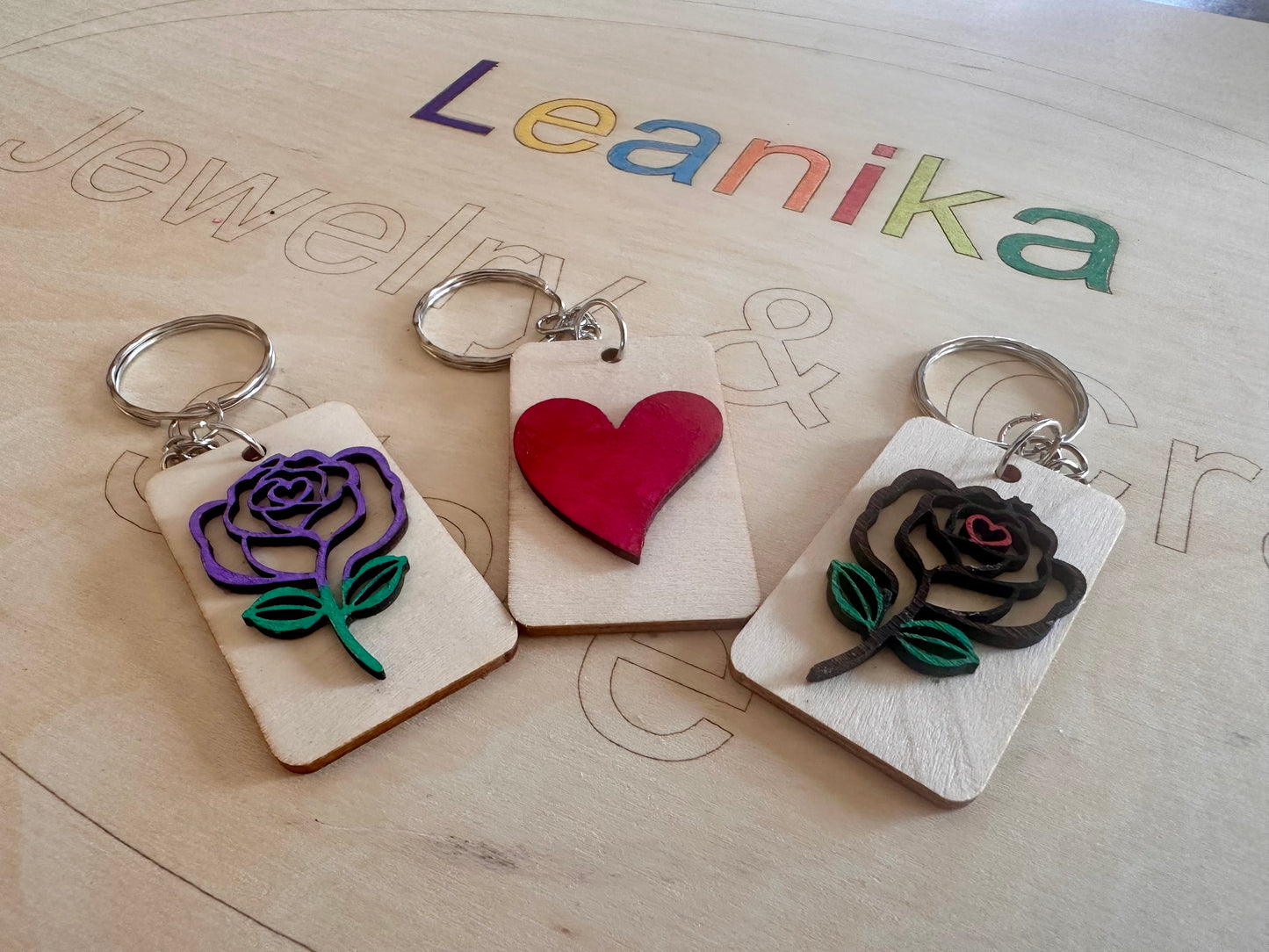 Rose & Heart Keychains – Made with Love